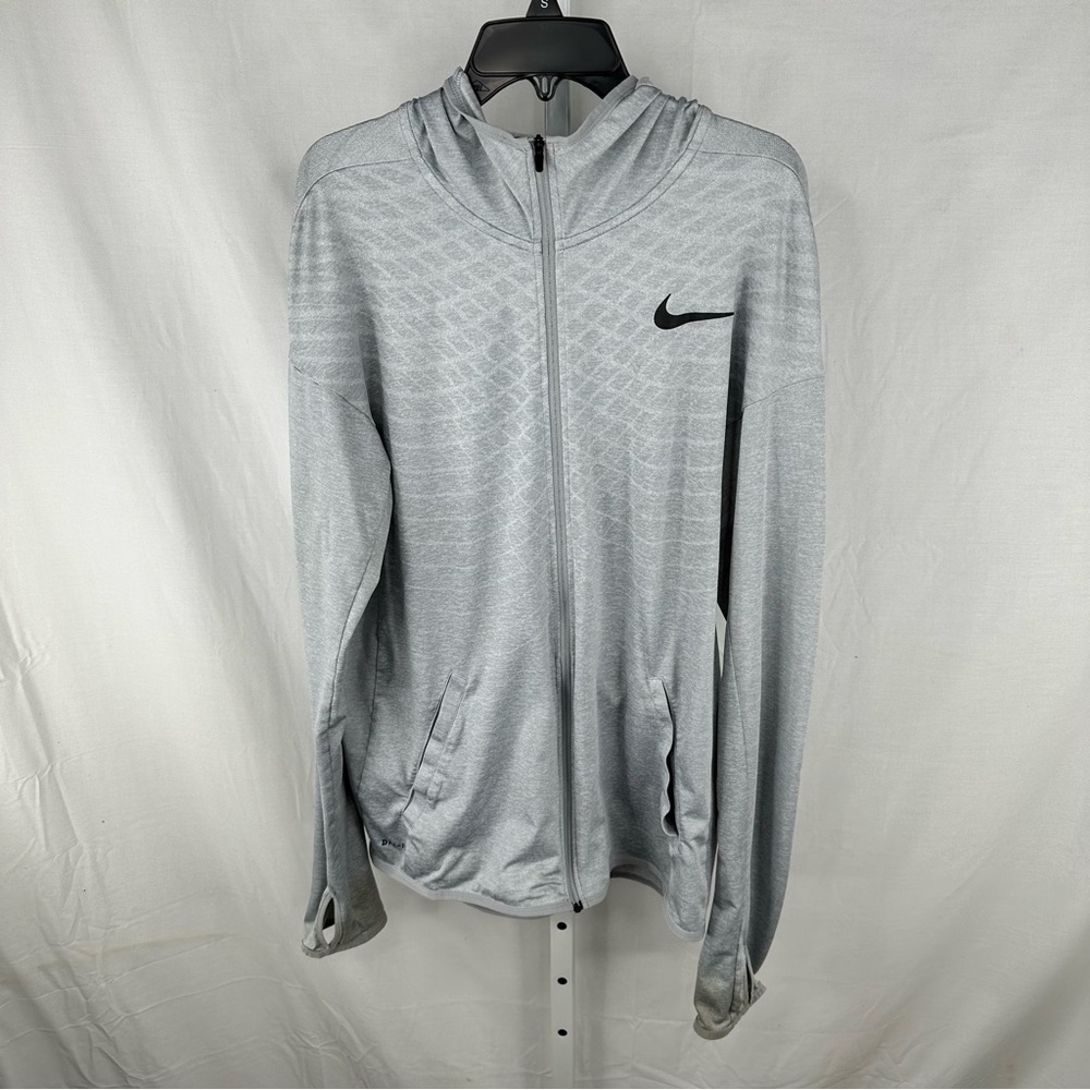 Nike Men’s Silver Zip Up Hooded Jacket Size M